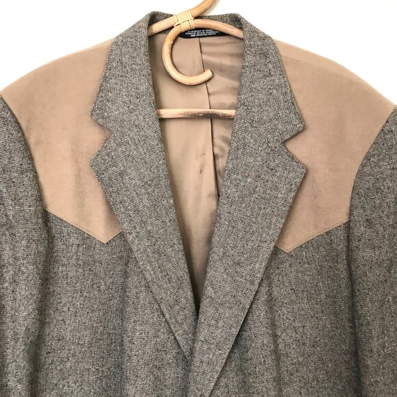 Reed St James Western Wear Blazer Jacket 46L Vintage Tweed 2 Button - Picture 2 of 12